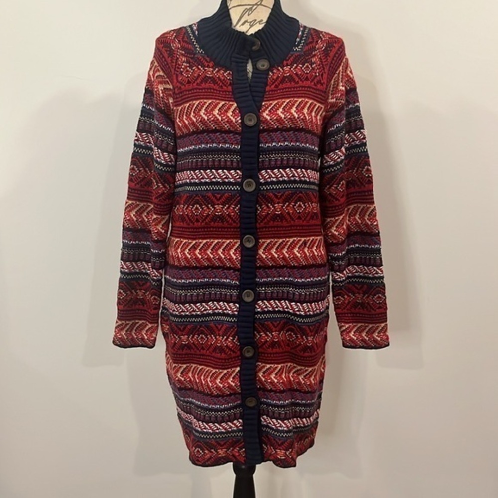 St. John’s Bay textured button front long cardigan duster sweater